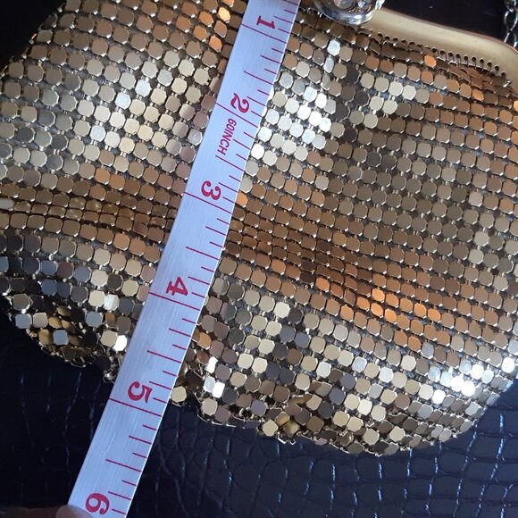 1950s Mesh Gold-tone Metal Evening Bag Rhinestone Clasp, Vintage - Picture 13 of 15